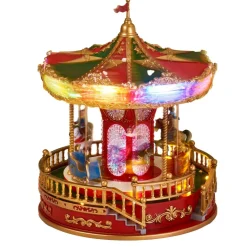 Świąteczna karuzela LED z muzyką i obrotowymi figurkami, 23 x 28 cm