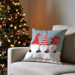 Świąteczna poszewka na poduszkę HOLLY JOLLY 45x45 skrzaty zimowe