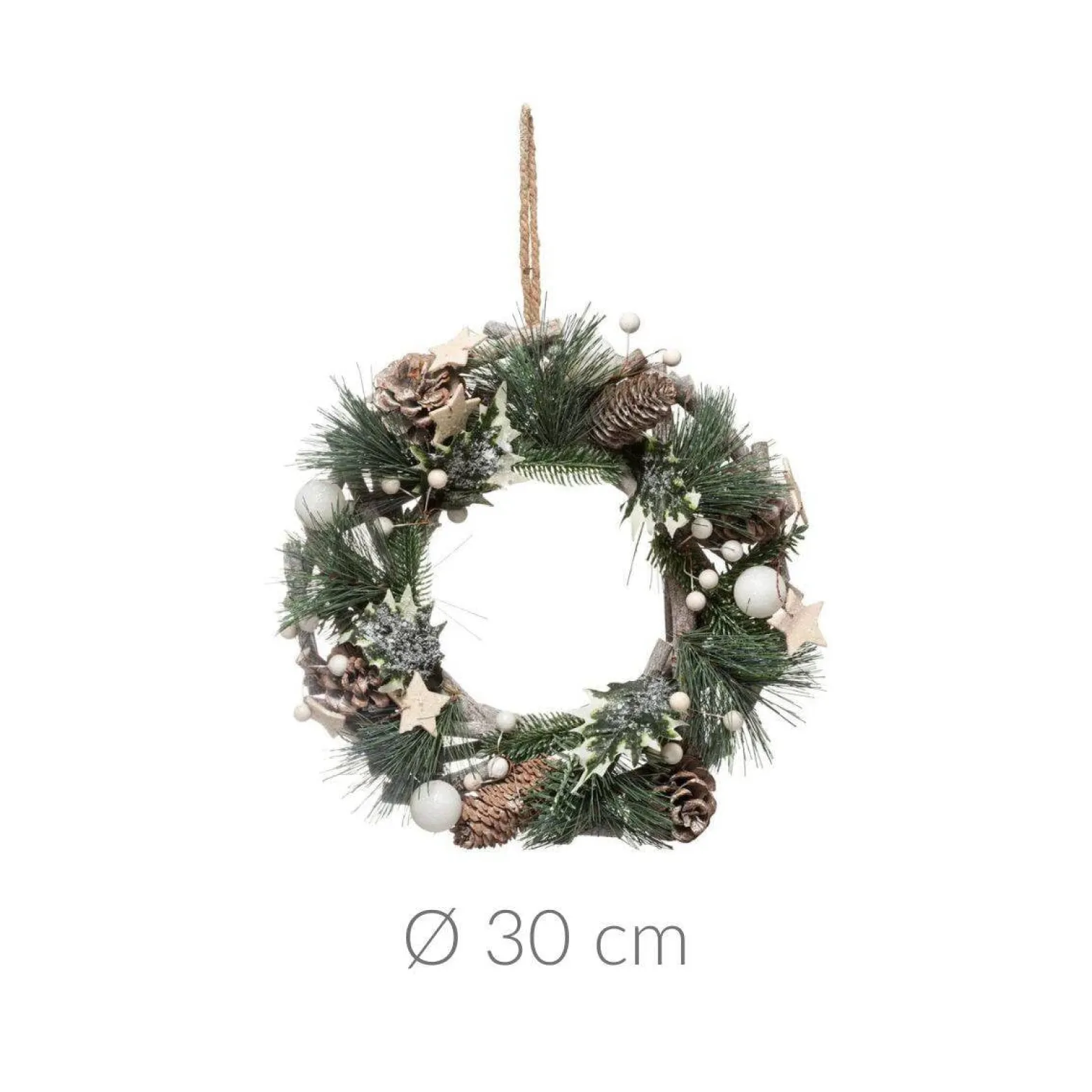 Świąteczny wieniec z naturalnych materiałów, Ø 30 cm