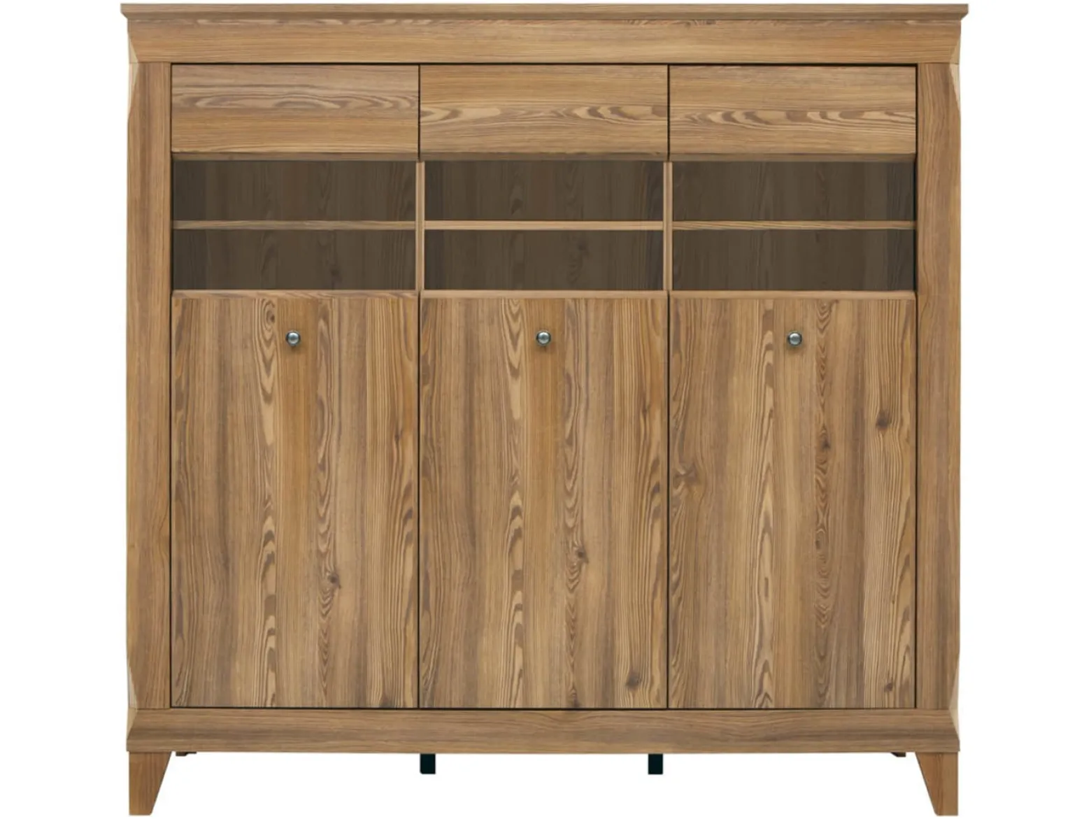 Witryna Bergen 156 cm z 3 drzwiami modrzew sibiu złoty