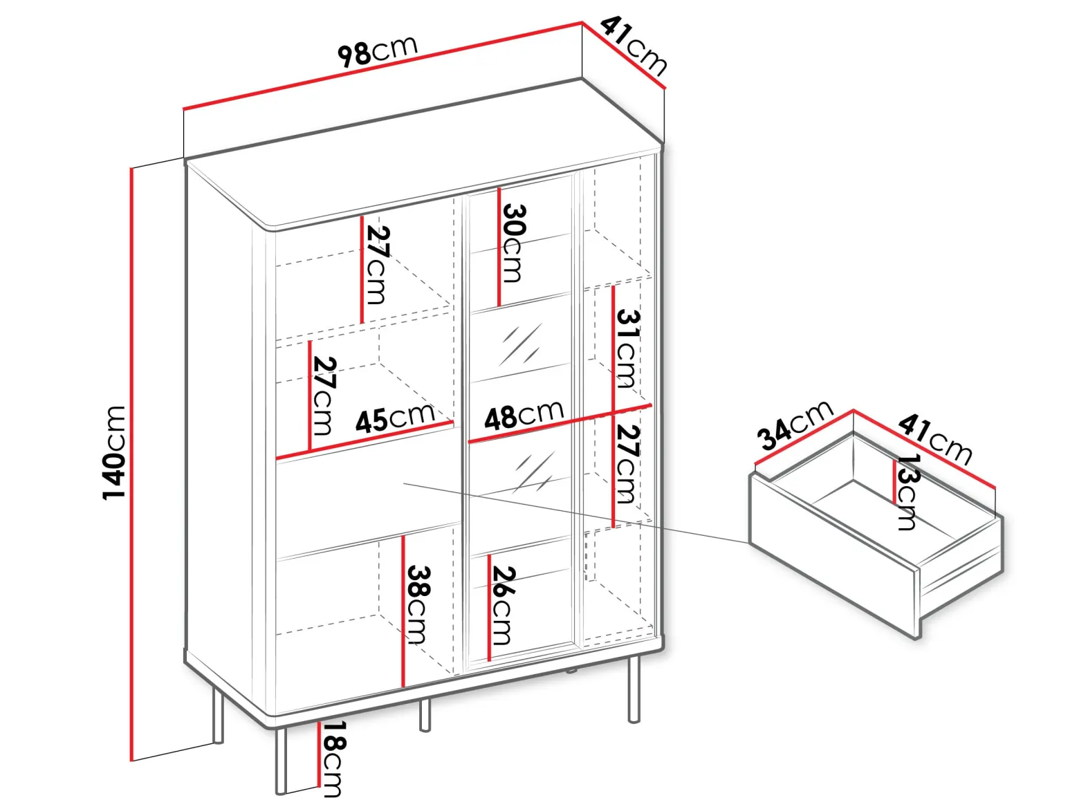 Witryna do salonu 2D1S1W Epiro EP-02