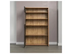 Witryna Esteban 90 cm z 2 drzwiami grafit/dąb evok