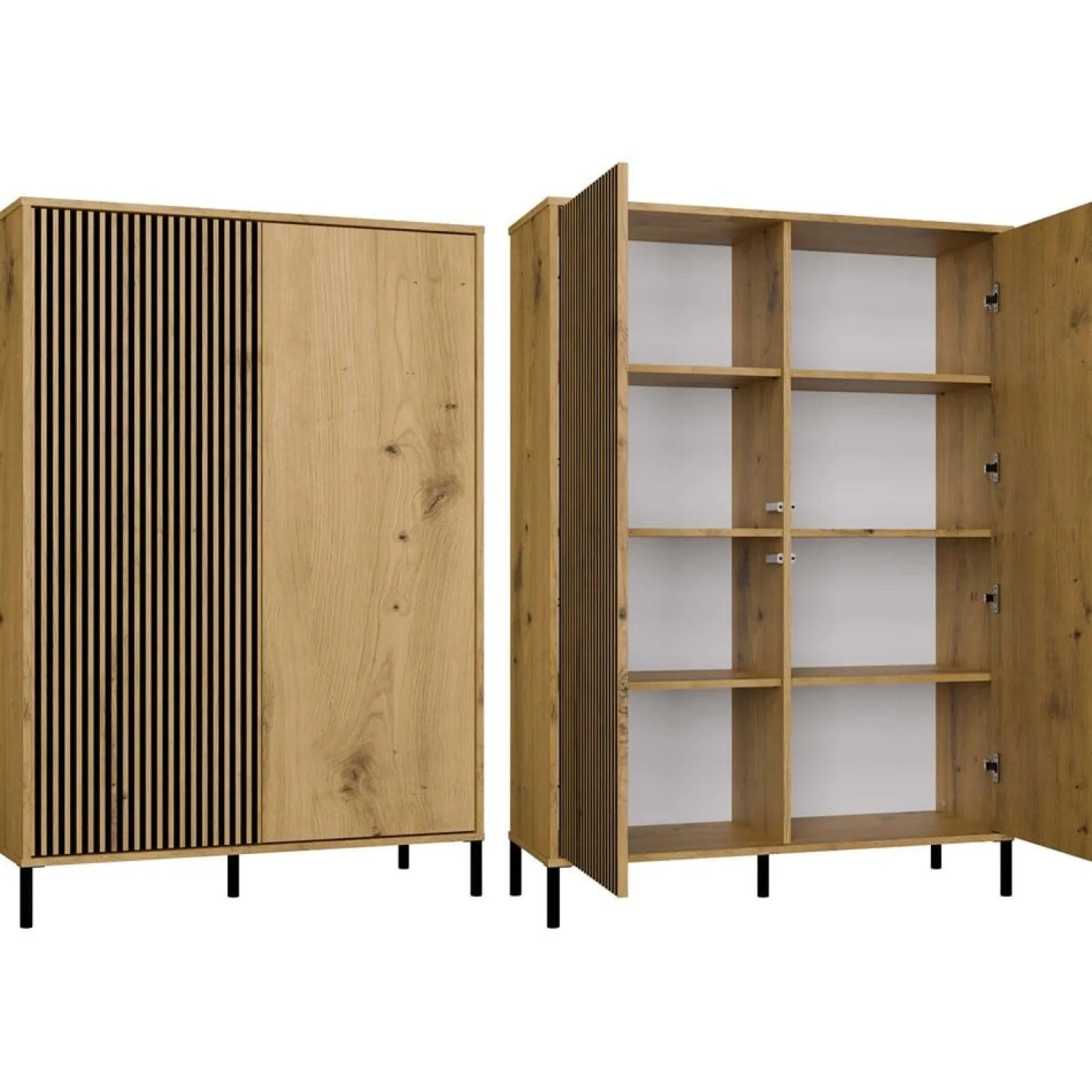 Witryna KAMARO 2DD Slim/Gładki Dąb Artisan Lamele