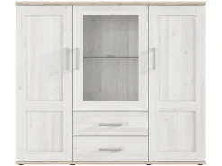 Witryna Romance 156 cm z 3 drzwiami i 2 szufladami modrzew sibiu jasny