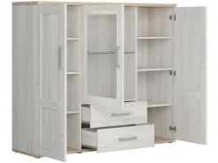 Witryna Romance 156 cm z 3 drzwiami i 2 szufladami modrzew sibiu jasny