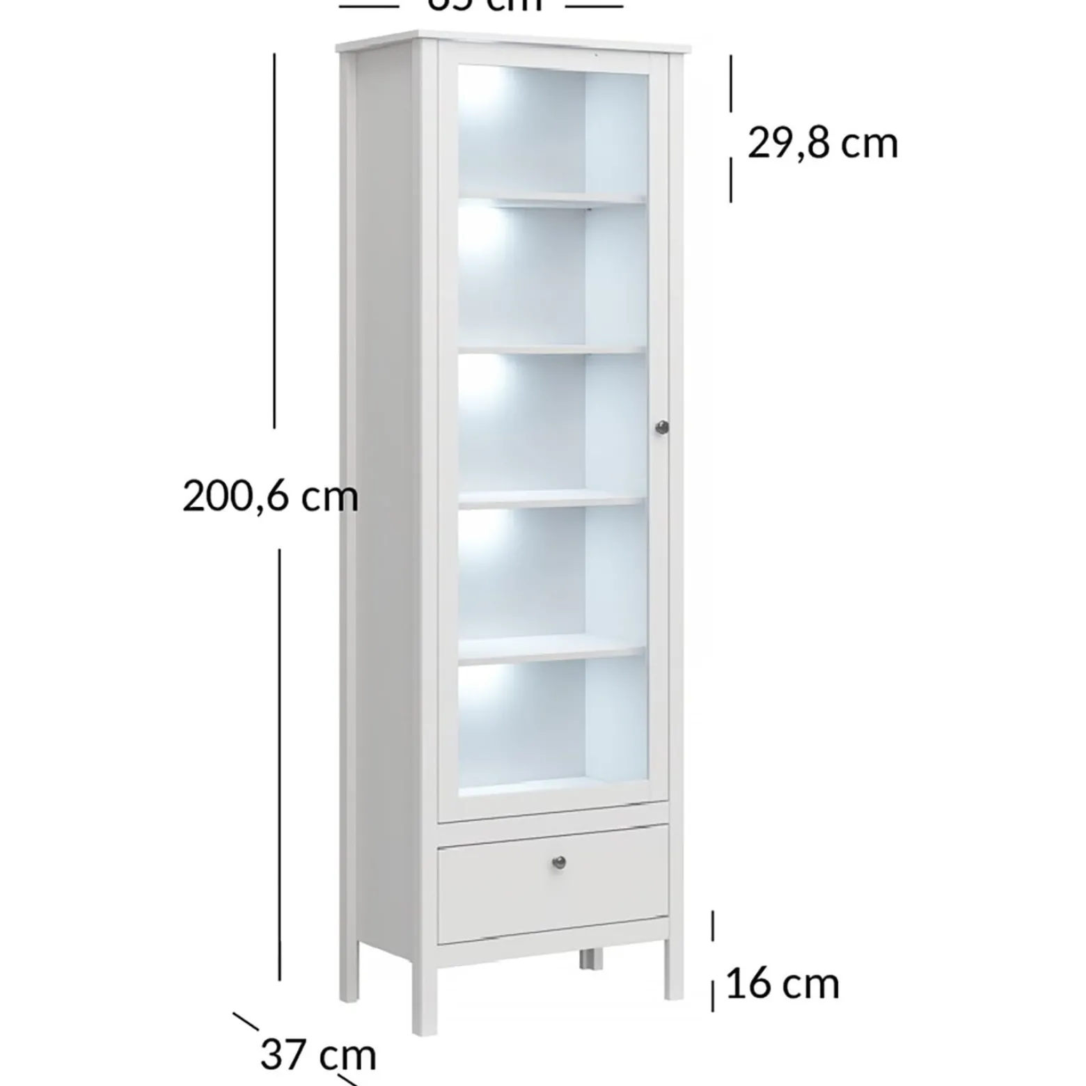 Witryna Skandynawska z Szufladą do Salonu AZURA 65 cm Biała