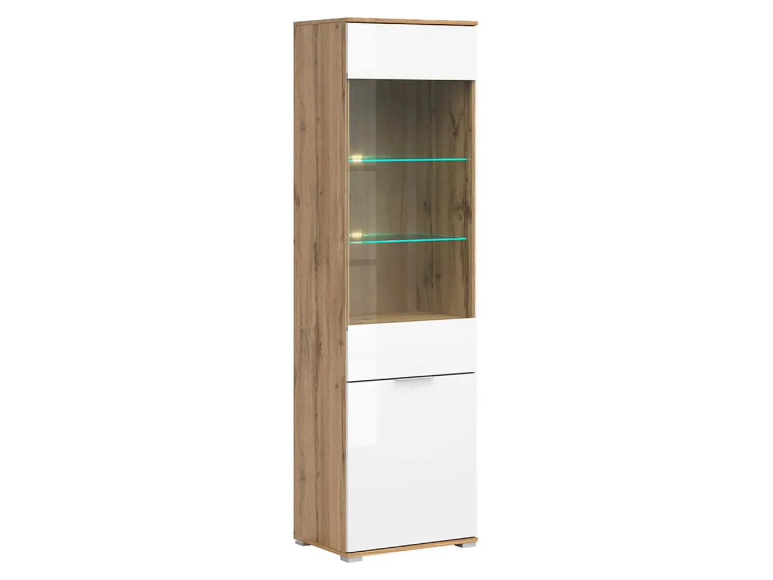 Witryna Zele 56 cm z 2 drzwiami dąb wotan/biały połysk