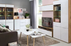 Witryna Zele 56 cm z 2 drzwiami dąb wotan/biały połysk