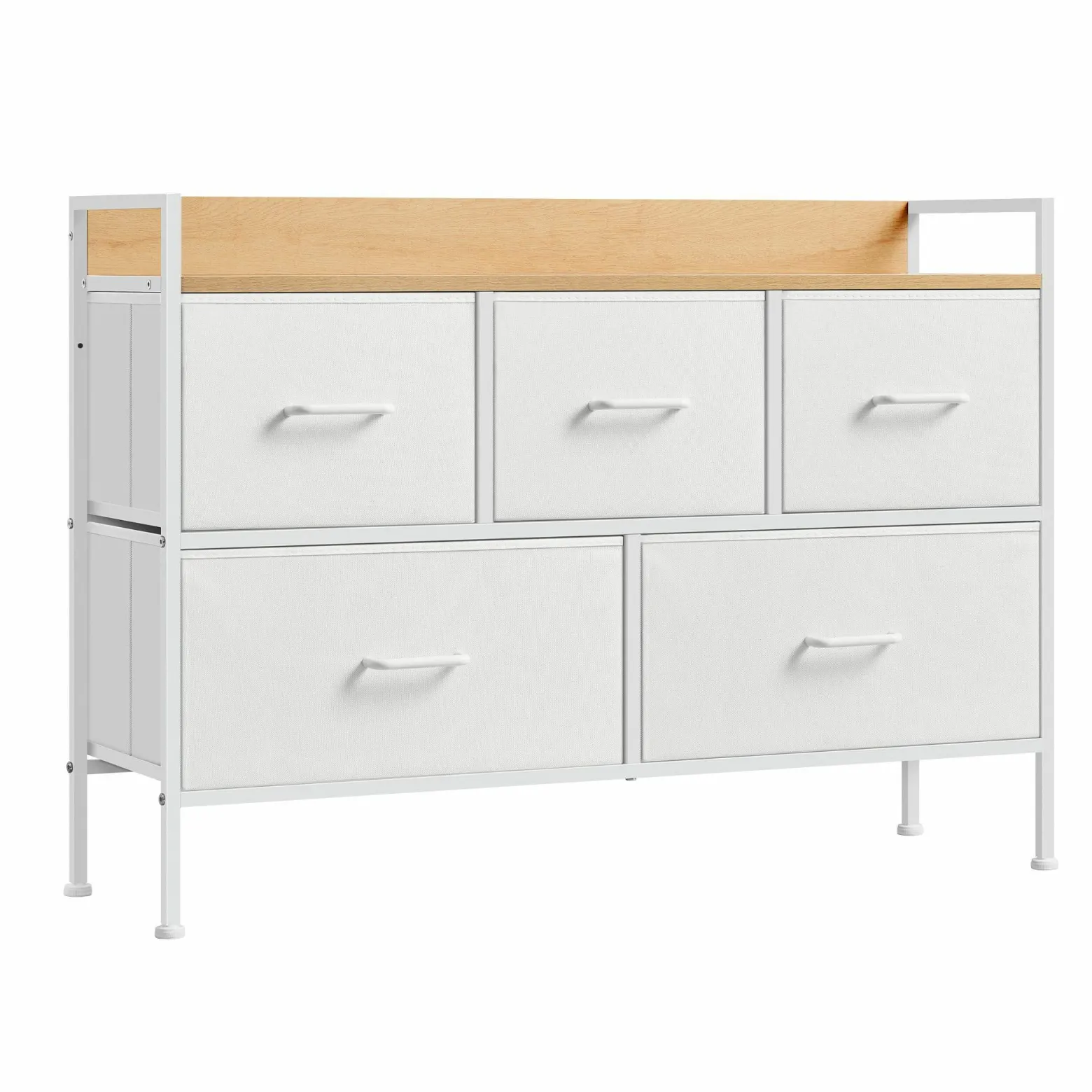 Wąska Biało-Beżowa Komoda 5 Szuflad MDF 70cm