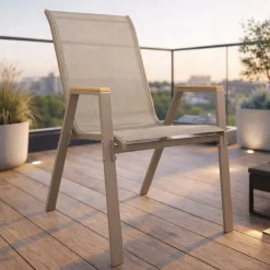 Wygodne metalowe nowoczesne krzesło ogrodowe taras balkon Pola KD taupe