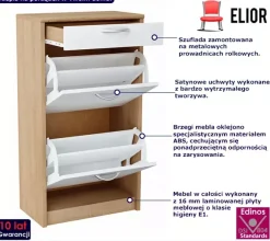 Wysoka szafka na buty do korytarza biały + dąb sonoma - Elrix