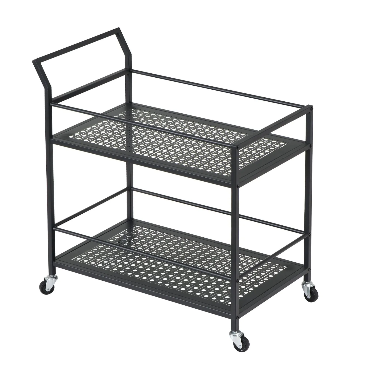 Wózek do serwowania metalowy 79x45x83 cm z kółkami i hamulcami 2-poziomowy