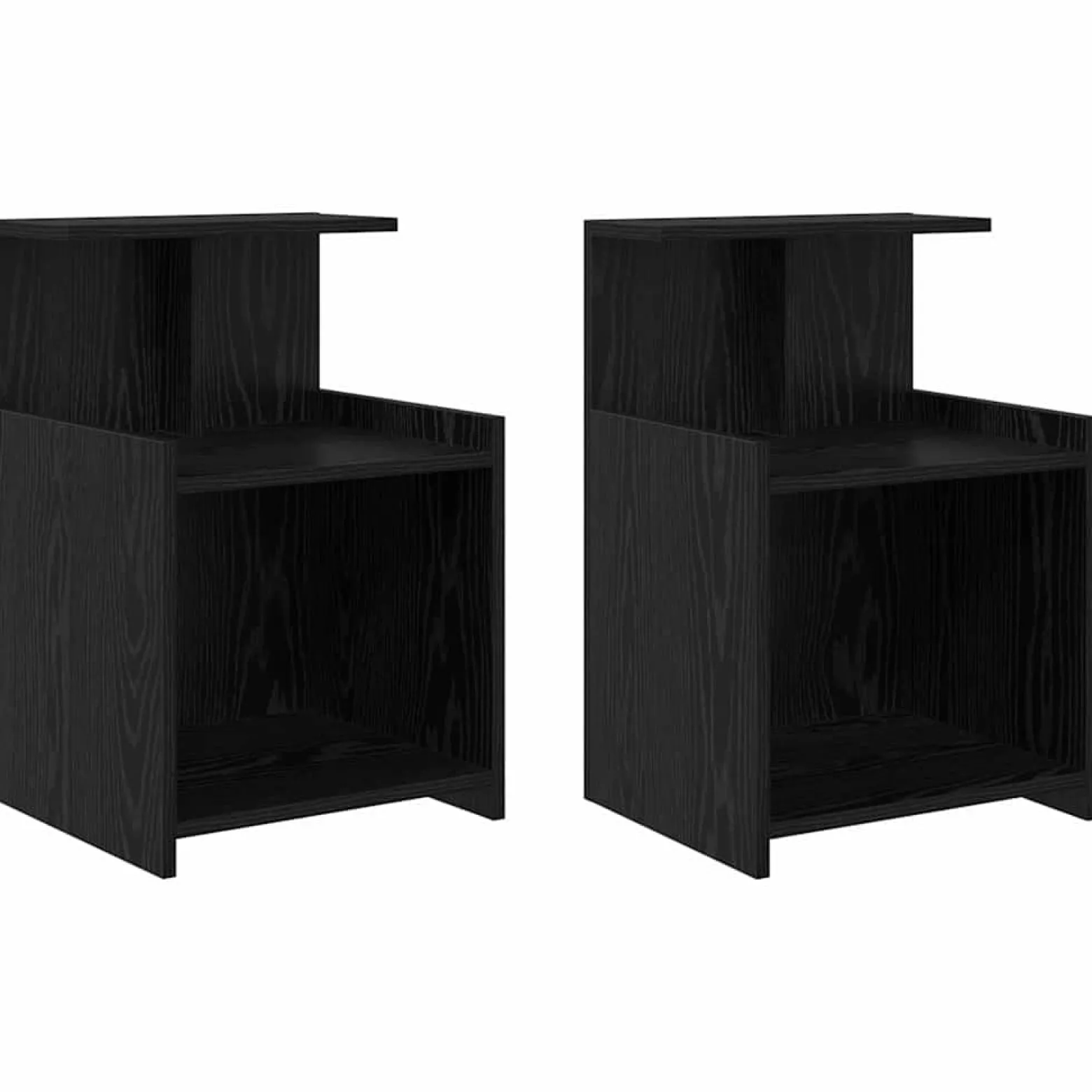 2x Szafka Nocna Czarna Komoda Stolik Półka Nocna Do Sypialni 40 x 35 x 60