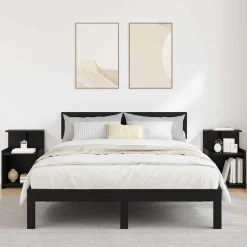 2x Szafka Nocna Czarna Komoda Stolik Półka Nocna Do Sypialni 40 x 35 x 60