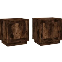 2x Szafka Nocna Stolik Komoda Brązowa z Drzwiami Do Sypialni 44x35x45 cm