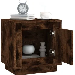 2x Szafka Nocna Stolik Komoda Brązowa z Drzwiami Do Sypialni 44x35x45 cm