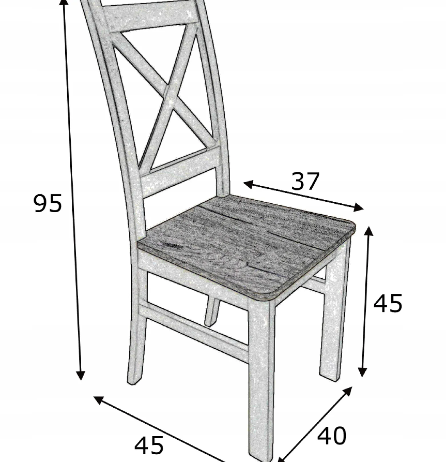 2x Krzesło drewniane Krzyżak Czarny + Craft LOFT
