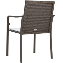 2x Krzesło Ogrodowe z Poduszkami Rattan Brązowe Na Taras Balkon Ogród