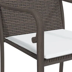 2x Krzesło Ogrodowe z Poduszkami Rattan Brązowe Na Taras Balkon Ogród