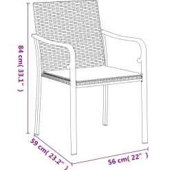 2x Krzesło Ogrodowe z Poduszkami Rattan Brązowe Na Taras Balkon Ogród