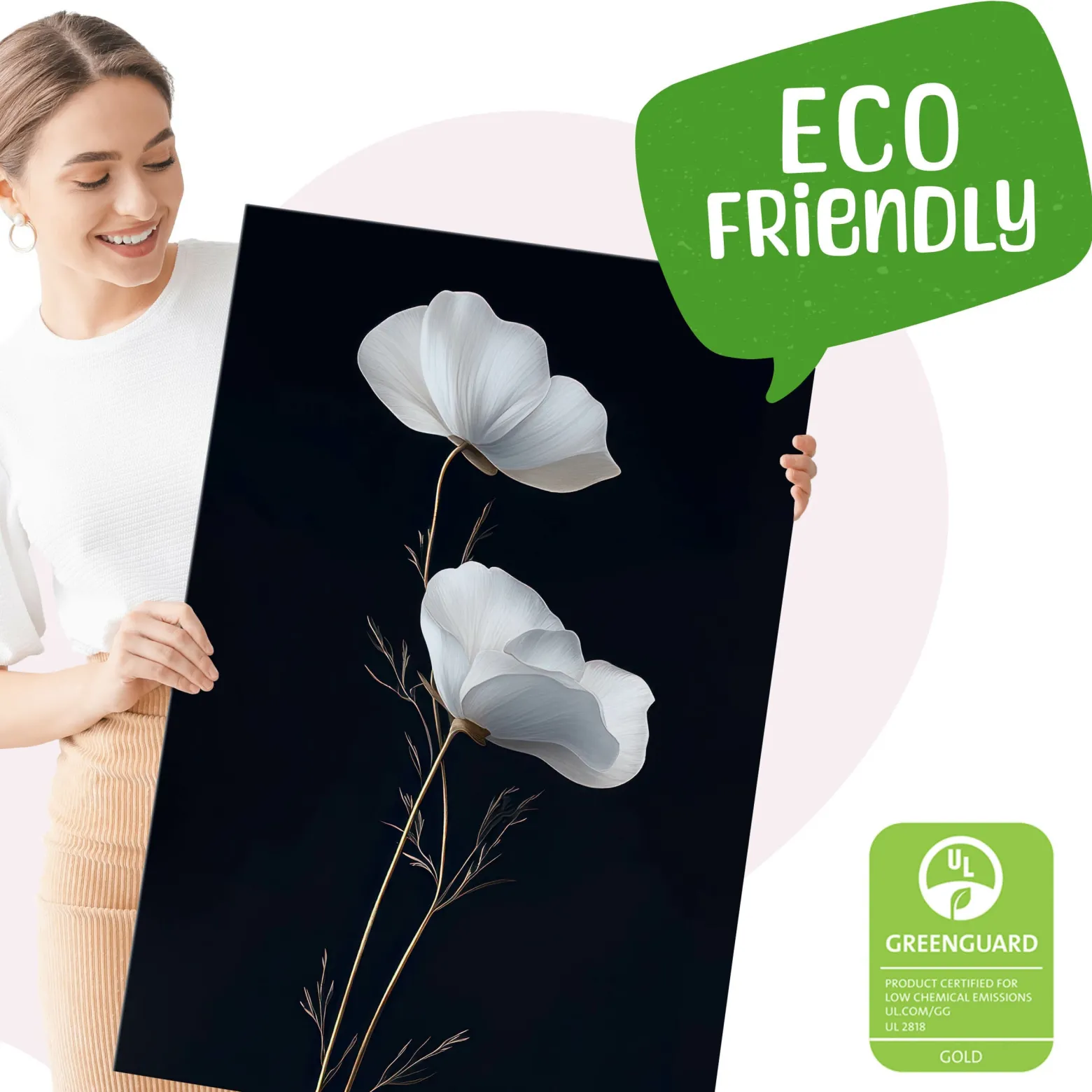3x Obraz Set Białe Maki Polne Kwiaty Minimalizm 30x40cm