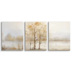 3x Obraz Set Krajobraz We Mgle Vintage 30x40cm