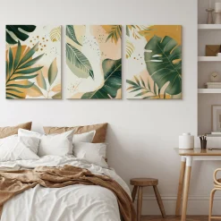 3x Obraz Set Styl Boho Liście Tropikalne Monstery Bananowce 30x40cm