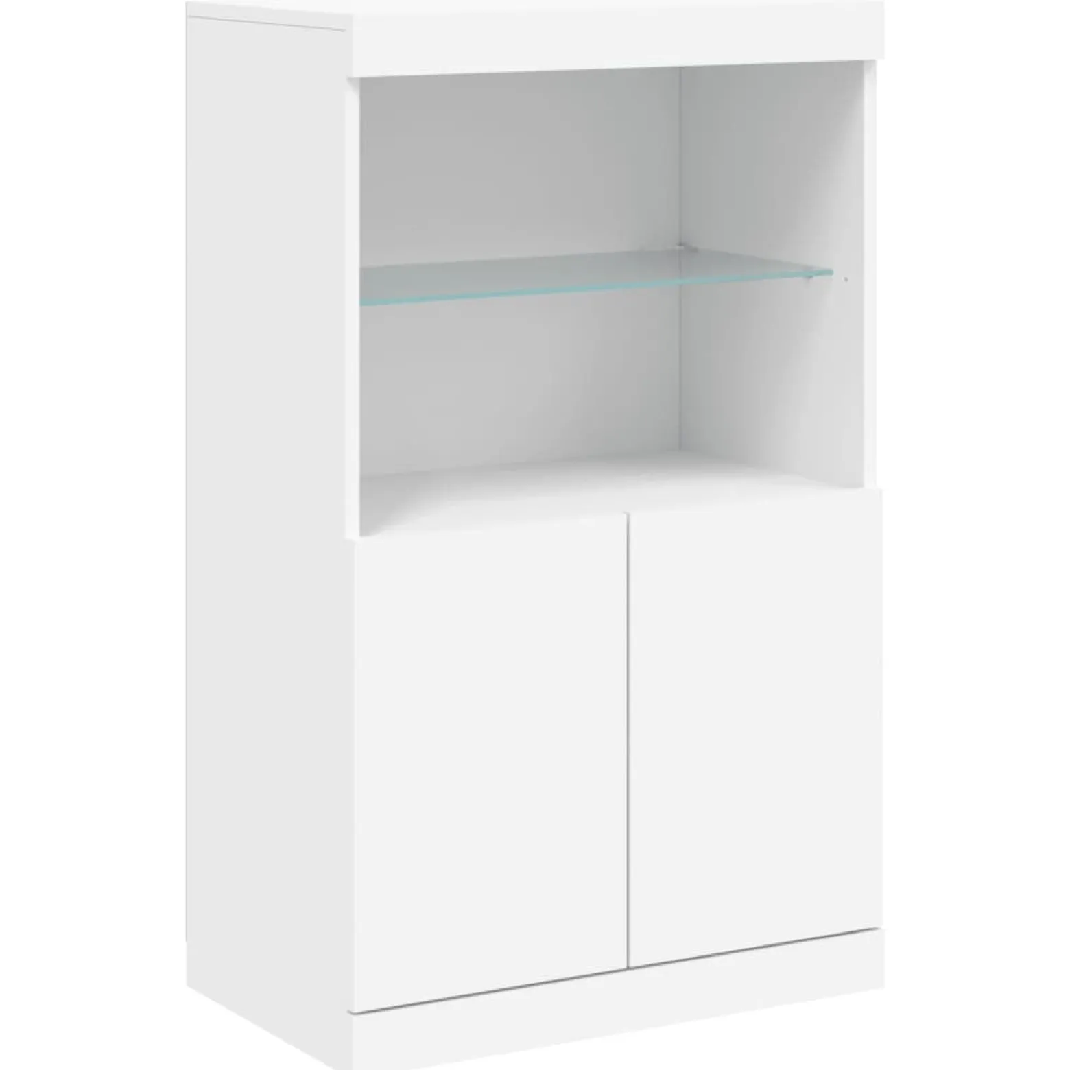 3x Szafka Komoda Regał Biała LED Szklana 142.5x37x100 cm do Salonu Pokoju