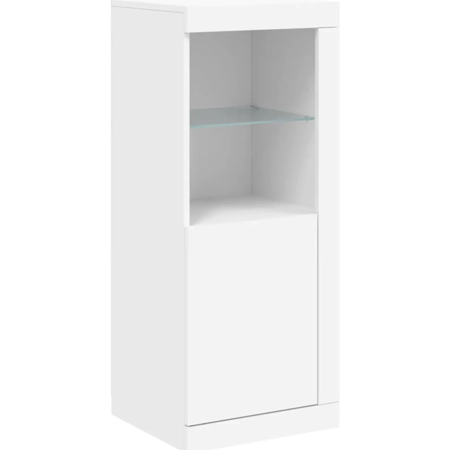3x Szafka Komoda Regał Biała LED Szklana 142.5x37x100 cm do Salonu Pokoju