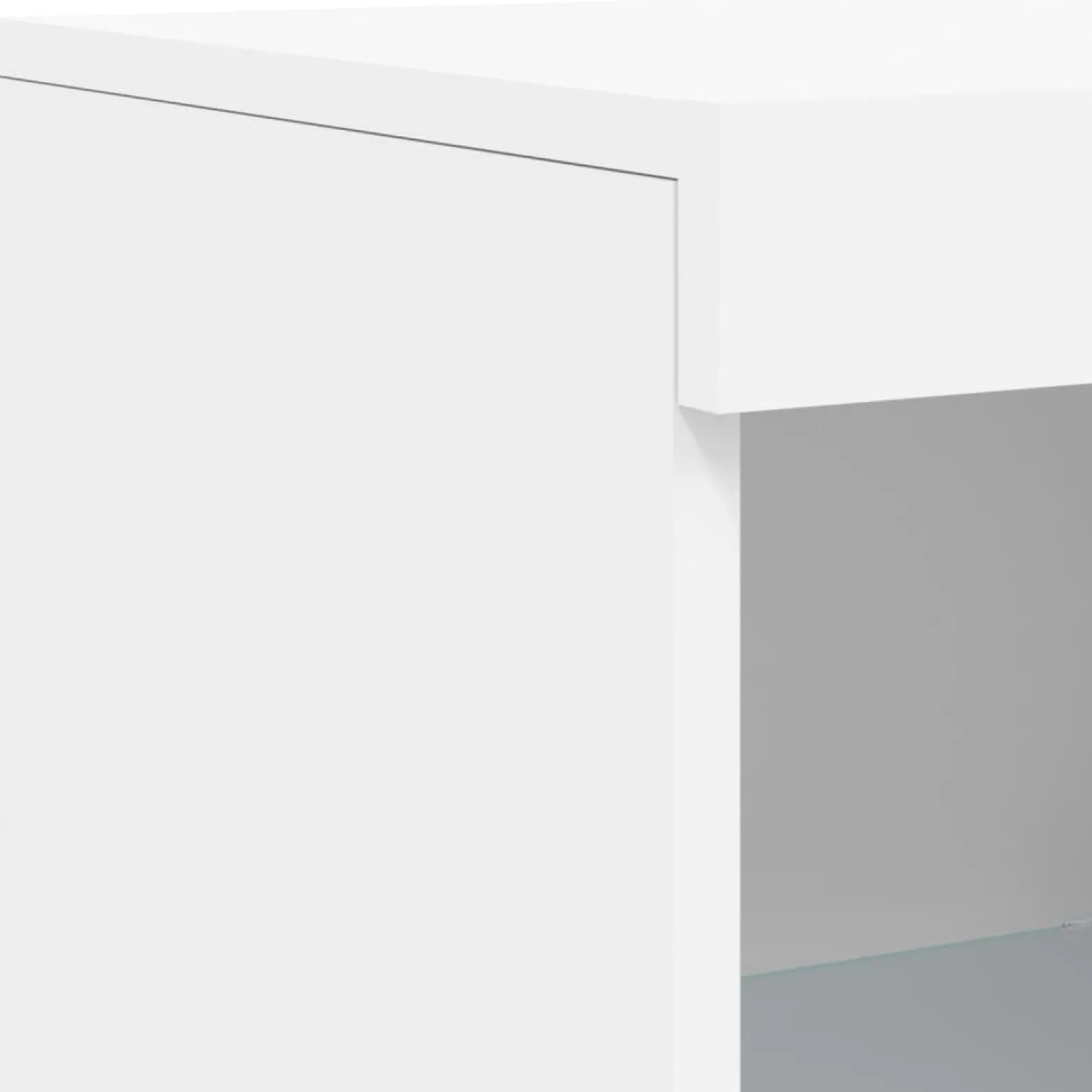 3x Szafka Komoda Regał Biała LED Szklana 142.5x37x100 cm do Salonu Pokoju