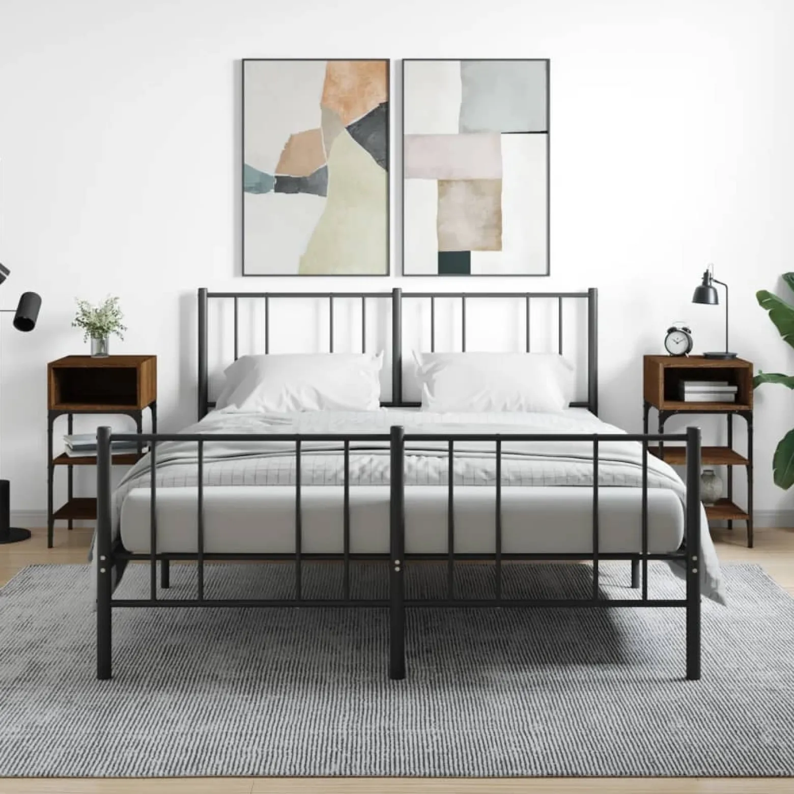 2x Szafka Nocna Brązowa z Regulowanymi Nóżkami Do Sypialni 35x34,5x70 cm