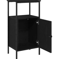 2x Szafka Nocna Czarna Komoda Stolik Półka Nocna Do Sypialni 41 x 31 x 80