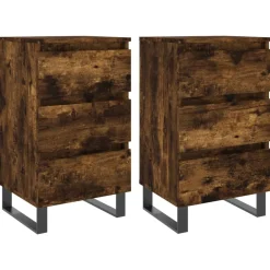 2x Szafka Nocna Stolik Komoda Brązowa z Szufladą Do Sypialni 40x35x69 cm