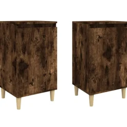2x Szafka Nocna Stolik Komoda Brązowa z Drzwiami Do Sypialni 40x35x70 cm