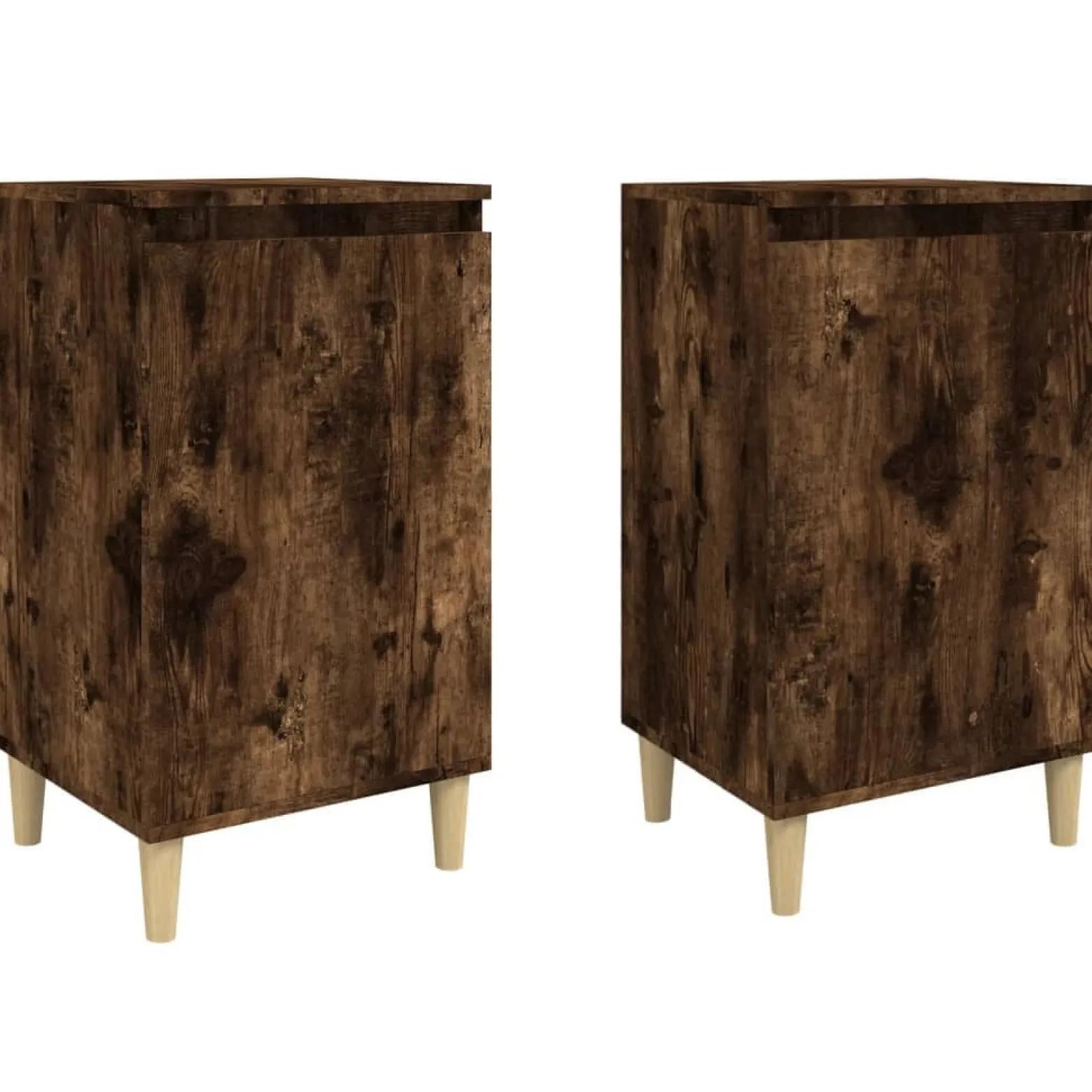2x Szafka Nocna Stolik Komoda Brązowa z Drzwiami Do Sypialni 40x35x70 cm