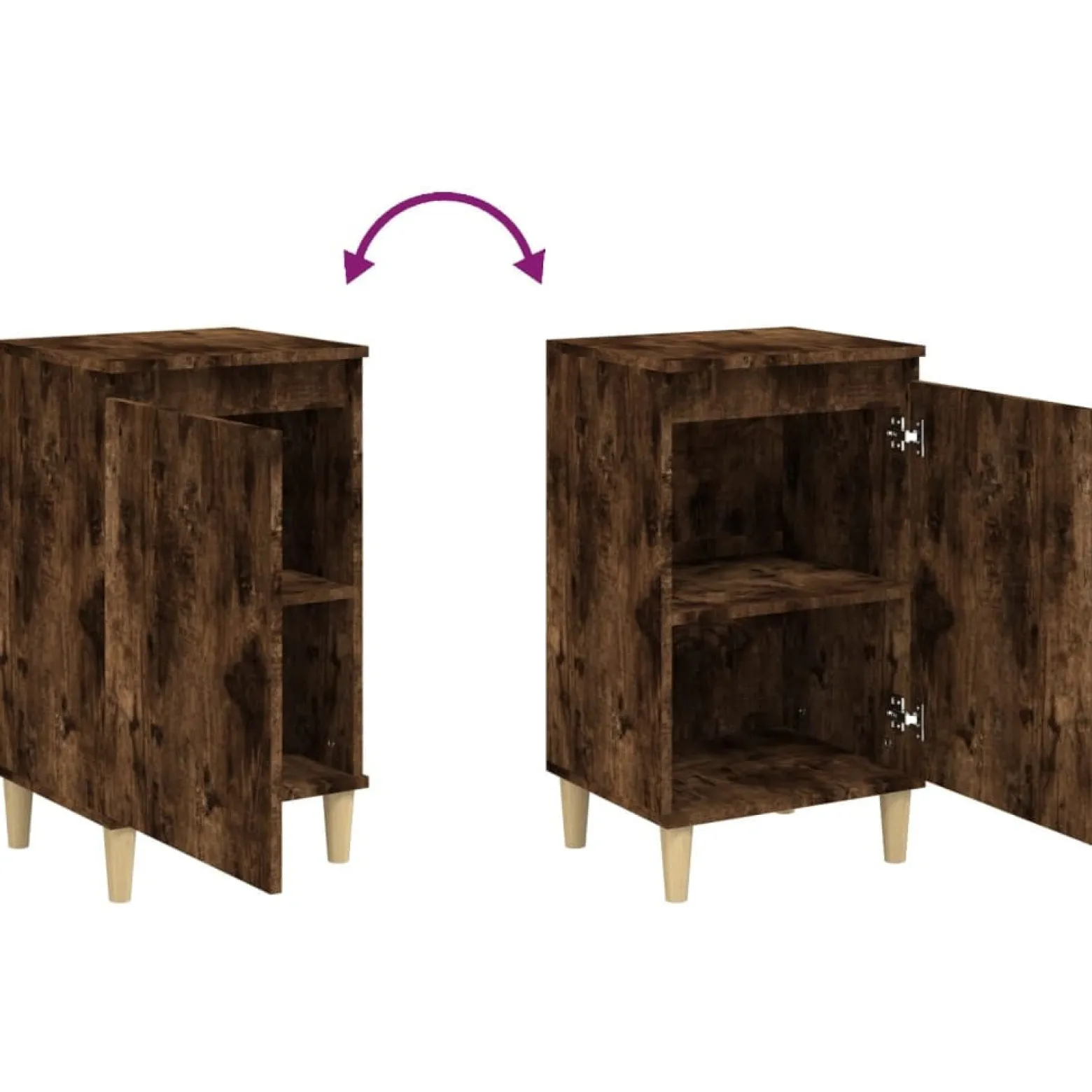 2x Szafka Nocna Stolik Komoda Brązowa z Drzwiami Do Sypialni 40x35x70 cm