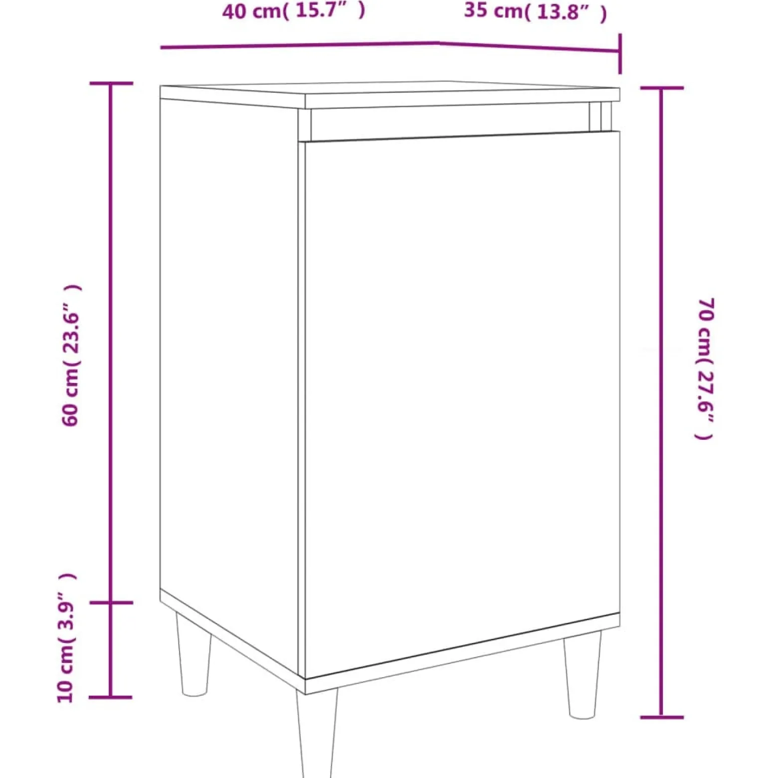 2x Szafka Nocna Stolik Komoda Brązowa z Drzwiami Do Sypialni 40x35x70 cm