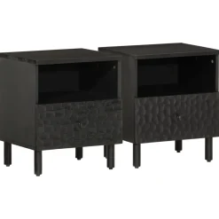 2x Szafka Nocna Stolik Komoda Czarna z Szufladą Do Sypialni 40x33x46 cm