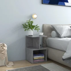 2x Szafka Nocna Stolik Komoda Szara Do Sypialni Pokoju Salonu 35x35x55 cm