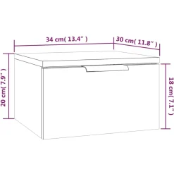 2x Szafka Nocna Wisząca Komoda Stolik Nocny Do Sypialni 34x30x20 cm