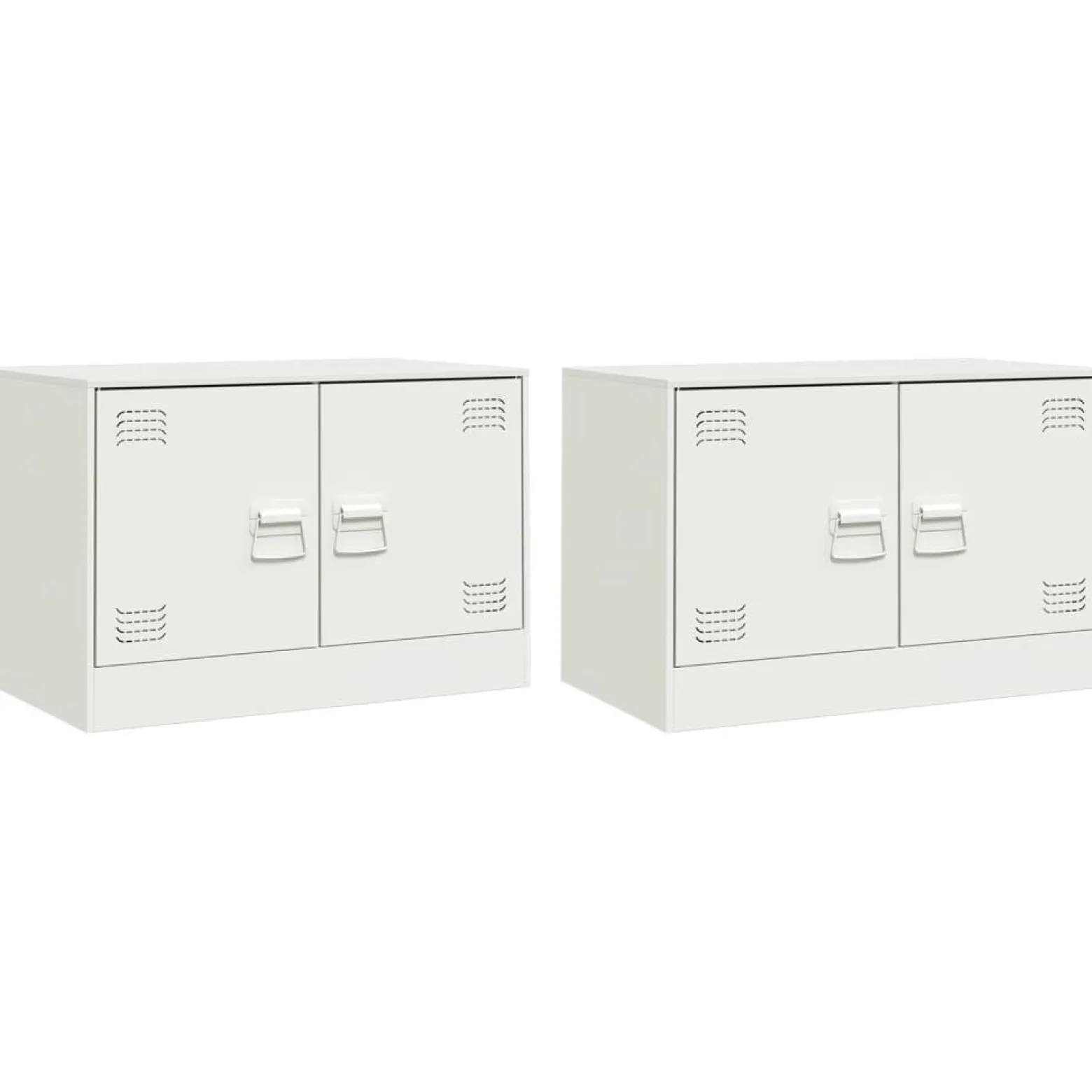 2x Szafka Pod Telewizor Półka Stolik RTV Biały Stal 67x39x44 cm