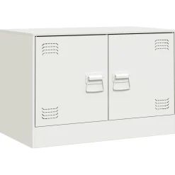 2x Szafka Pod Telewizor Półka Stolik RTV Biały Stal 67x39x44 cm