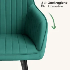 2x Welurowe krzesło tapicerowane Butelkowa Zieleń FLORENCE Czarne nogi