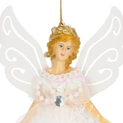 Zawieszka choinkowa aniołek 20cm biały brokat, cekiny
