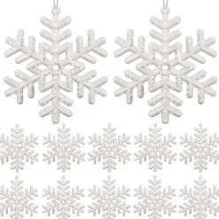 Zawieszki choinkowe białe śnieżynki na choinkę 10 cm 12 szt.