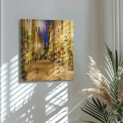 Zegar loft 30x30 Noc Uliczna ozdobny ścienny