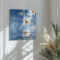 Zegar mosty 30x30 Kwiat kolorowy ogród rośliny natura szklany
