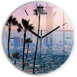Zegar ścienny dekoracyjny cichy Zachód słońca Los Angeles