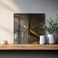 Zegar ścienny 30x30 Noc Mostu cichy mechanizm salon