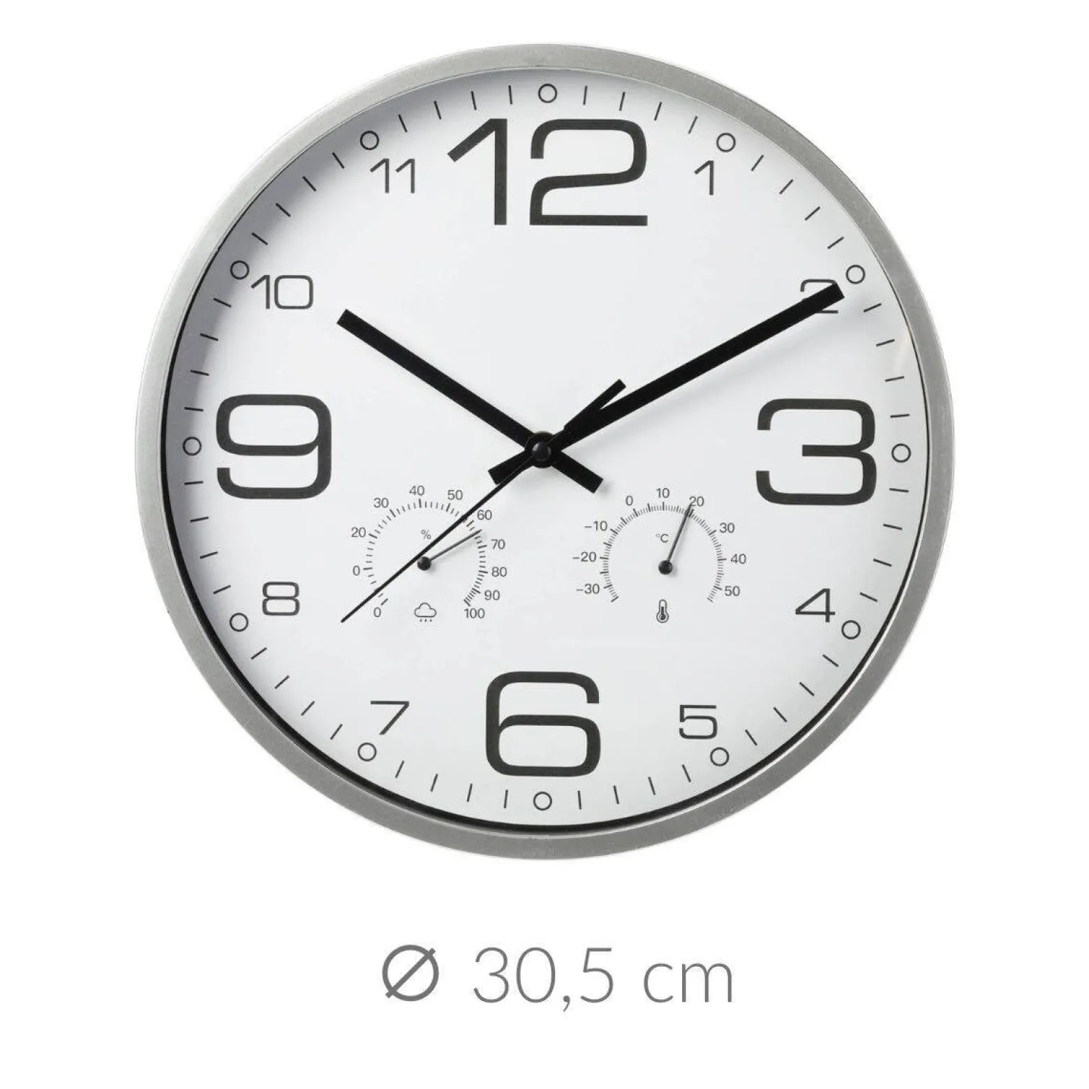 Zegar ścienny z funkcją stacji pogodowej, Ø 30,5 cm